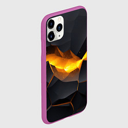 Чехол iPhone 11 Pro матовый Разлом черных плит и оранжевая лава, цвет: 3D-фиолетовый — фото 2