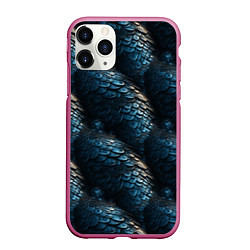 Чехол iPhone 11 Pro матовый Синяя стальная броня, цвет: 3D-малиновый