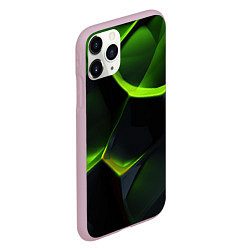 Чехол iPhone 11 Pro матовый Green neon abstract geometry, цвет: 3D-розовый — фото 2