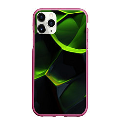 Чехол iPhone 11 Pro матовый Green neon abstract geometry