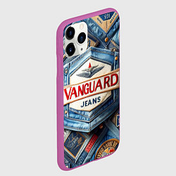 Чехол iPhone 11 Pro матовый Vanguard denim patchwork - ai art, цвет: 3D-фиолетовый — фото 2