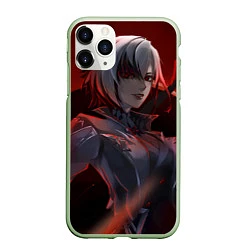 Чехол iPhone 11 Pro матовый Genshin Impact Арлекино red, цвет: 3D-салатовый