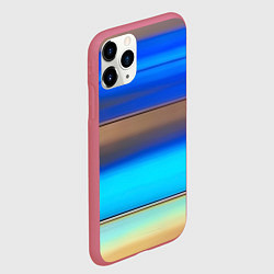 Чехол iPhone 11 Pro матовый Голубые и коричневые полосы, цвет: 3D-малиновый — фото 2