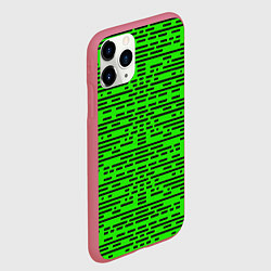 Чехол iPhone 11 Pro матовый Чёрные полосы на зелёном фоне, цвет: 3D-малиновый — фото 2