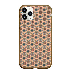 Чехол iPhone 11 Pro матовый Цветочный узор в стиле бохо, цвет: 3D-коричневый