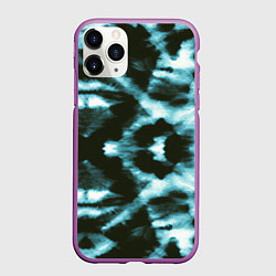 Чехол iPhone 11 Pro матовый Тай дай синий, цвет: 3D-фиолетовый