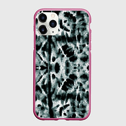 Чехол iPhone 11 Pro матовый Тай дай зелёный, цвет: 3D-малиновый