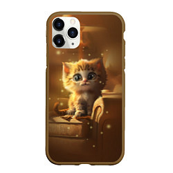 Чехол iPhone 11 Pro матовый Теплый котик, цвет: 3D-коричневый