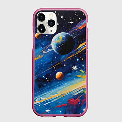 Чехол iPhone 11 Pro матовый Цвета вселенной, цвет: 3D-малиновый