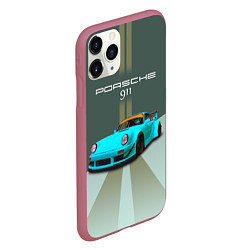 Чехол iPhone 11 Pro матовый Порше 911 спортивный немецкий автомобиль, цвет: 3D-малиновый — фото 2