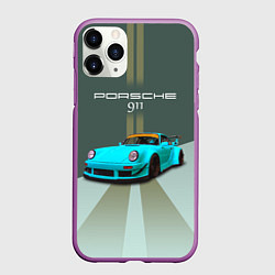 Чехол iPhone 11 Pro матовый Порше 911 спортивный немецкий автомобиль, цвет: 3D-фиолетовый
