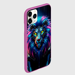 Чехол iPhone 11 Pro матовый Неоновый лев в стиле киберпанк, цвет: 3D-фиолетовый — фото 2