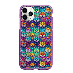 Чехол iPhone 11 Pro матовый Furry color anime animal faces, цвет: 3D-фиолетовый