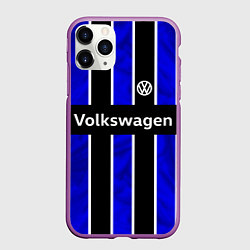 Чехол iPhone 11 Pro матовый Фольцваген - черный и синий, цвет: 3D-фиолетовый