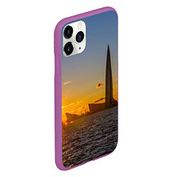 Чехол iPhone 11 Pro матовый Здание Лахта-центра на фоне заката Санкт-Петербург, цвет: 3D-фиолетовый — фото 2