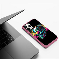 Чехол iPhone 11 Pro матовый Cyber skull - ai art fantasy, цвет: 3D-малиновый — фото 2