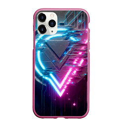 Чехол iPhone 11 Pro матовый Neon geometric abstraction - ai art, цвет: 3D-малиновый