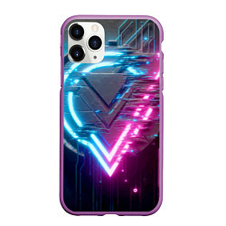 Чехол iPhone 11 Pro матовый Neon geometric abstraction - ai art, цвет: 3D-фиолетовый