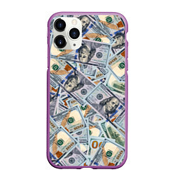 Чехол iPhone 11 Pro матовый Банкноты сто долларов, цвет: 3D-фиолетовый