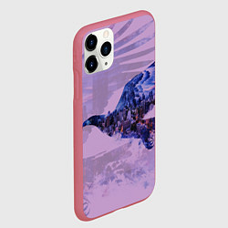Чехол iPhone 11 Pro матовый Летящий орел и ночной город двойная экспозиция, цвет: 3D-малиновый — фото 2