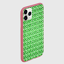 Чехол iPhone 11 Pro матовый Белые плюсики на зелёном фоне, цвет: 3D-малиновый — фото 2