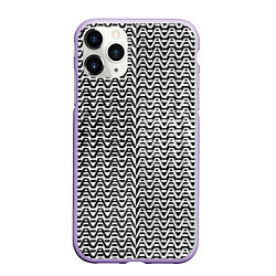 Чехол iPhone 11 Pro матовый Чёрно-белые волнистые линии, цвет: 3D-светло-сиреневый