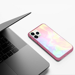 Чехол iPhone 11 Pro матовый Светлые краски тай-дай, цвет: 3D-малиновый — фото 2