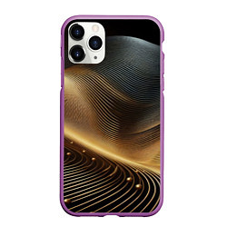 Чехол iPhone 11 Pro матовый Золотые линии с шариками, цвет: 3D-фиолетовый