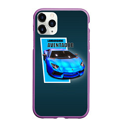 Чехол iPhone 11 Pro матовый Спортивная итальянская машина Lamborghini Aventado, цвет: 3D-фиолетовый