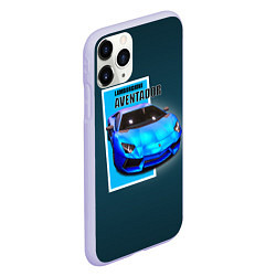 Чехол iPhone 11 Pro матовый Спортивная итальянская машина Lamborghini Aventado, цвет: 3D-светло-сиреневый — фото 2