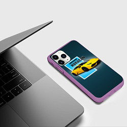 Чехол iPhone 11 Pro матовый Спортивная итальянская машина Lamborghini Huracan, цвет: 3D-фиолетовый — фото 2