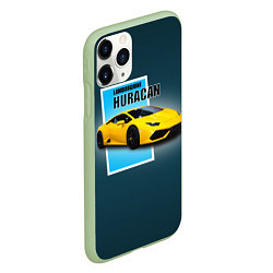 Чехол iPhone 11 Pro матовый Спортивная итальянская машина Lamborghini Huracan, цвет: 3D-салатовый — фото 2
