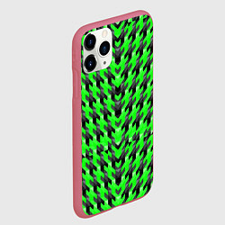Чехол iPhone 11 Pro матовый Чёрно-зелёный паттерн, цвет: 3D-малиновый — фото 2