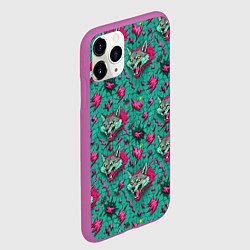 Чехол iPhone 11 Pro матовый Паттерн объемные волки, цвет: 3D-фиолетовый — фото 2