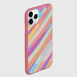 Чехол iPhone 11 Pro матовый Пастельная диагональ аниме, цвет: 3D-малиновый — фото 2