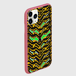 Чехол iPhone 11 Pro матовый Агрессивный чёрно-жёлтый паттерн, цвет: 3D-малиновый — фото 2