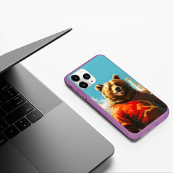 Чехол iPhone 11 Pro матовый Медведь с гербом СССР, цвет: 3D-фиолетовый — фото 2