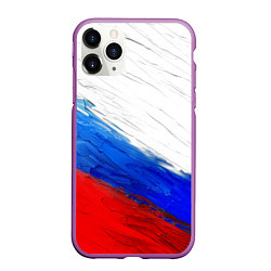 Чехол iPhone 11 Pro матовый Триколор красками, цвет: 3D-фиолетовый