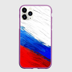 Чехол iPhone 11 Pro матовый Триколор красками, цвет: 3D-фиолетовый