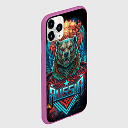 Чехол iPhone 11 Pro матовый Суровый русский медведь, цвет: 3D-фиолетовый — фото 2