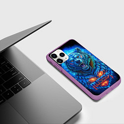 Чехол iPhone 11 Pro матовый Ледяной белый русский медведь, цвет: 3D-фиолетовый — фото 2