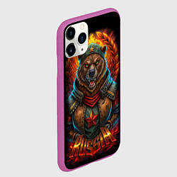 Чехол iPhone 11 Pro матовый Русский военный медведь солдат, цвет: 3D-фиолетовый — фото 2