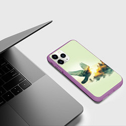 Чехол iPhone 11 Pro матовый Голубь и лес: эффект двойной экспозиции, цвет: 3D-фиолетовый — фото 2