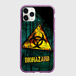 Чехол iPhone 11 Pro матовый Biohazard yellow sign, цвет: 3D-фиолетовый