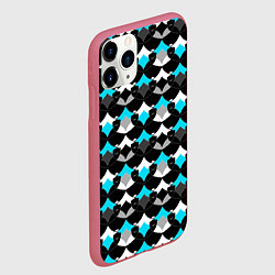 Чехол iPhone 11 Pro матовый Синий с черным и белым геометрический узор, цвет: 3D-малиновый — фото 2
