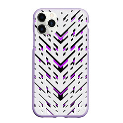 Чехол iPhone 11 Pro матовый Black and purple stripes on a white background