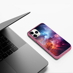 Чехол iPhone 11 Pro матовый Облачный космос, цвет: 3D-малиновый — фото 2