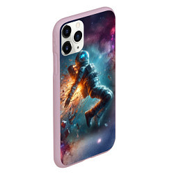 Чехол iPhone 11 Pro матовый Космонавт в открытом космосе - нейросеть, цвет: 3D-розовый — фото 2