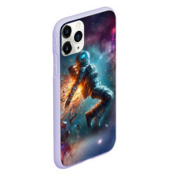 Чехол iPhone 11 Pro матовый Космонавт в открытом космосе - нейросеть, цвет: 3D-светло-сиреневый — фото 2