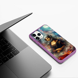 Чехол iPhone 11 Pro матовый Мона Лиза в открытом космосе - нейросеть, цвет: 3D-фиолетовый — фото 2